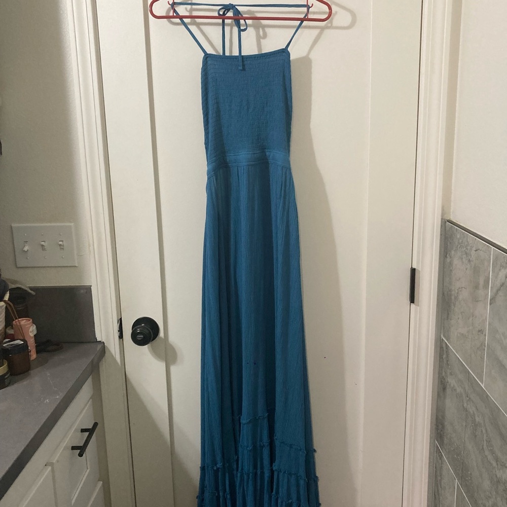 Blue Halter Maxi Dress